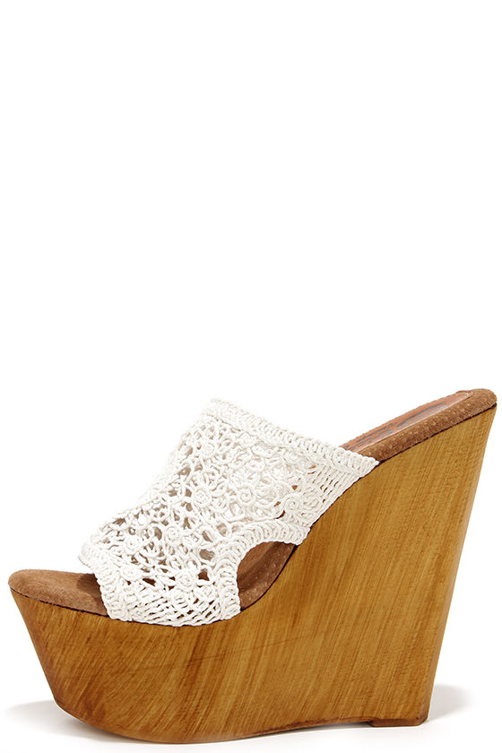 white platform wedges