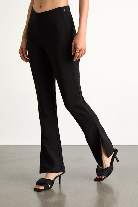 Rinely Black Low-Rise Split Flare Pants 2