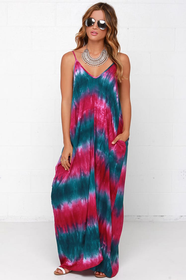 white christmas dresses Gray Tie Dye Maxi Dress main image 1