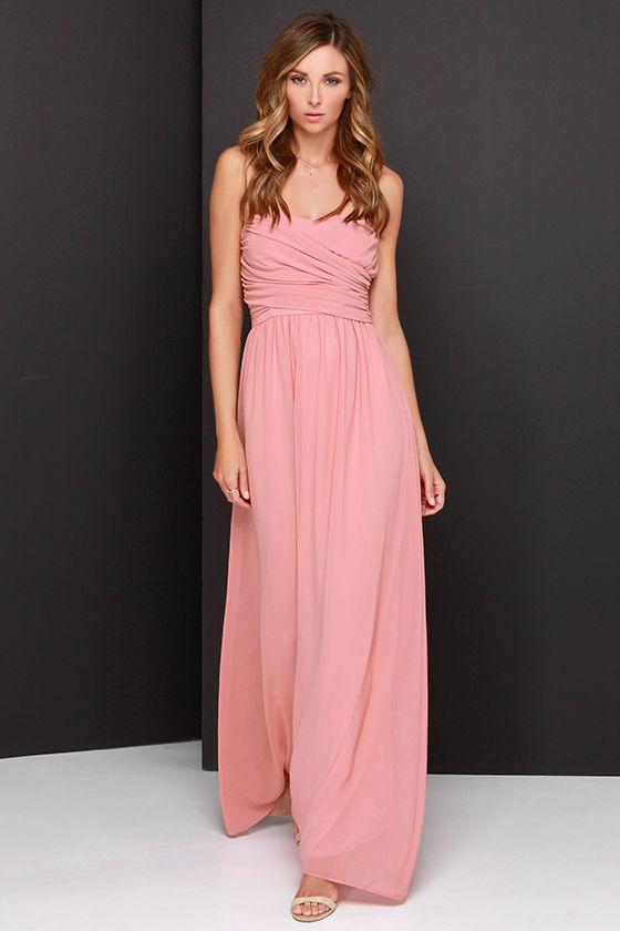 Royal Engagement Strapless Dusty Rose Maxi Dress 2