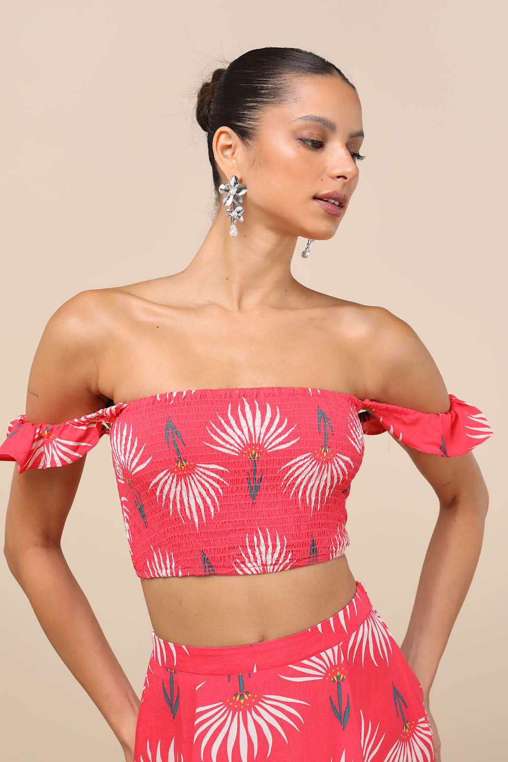 Trancoso Coral Floral Print Two-Piece Maxi Dress