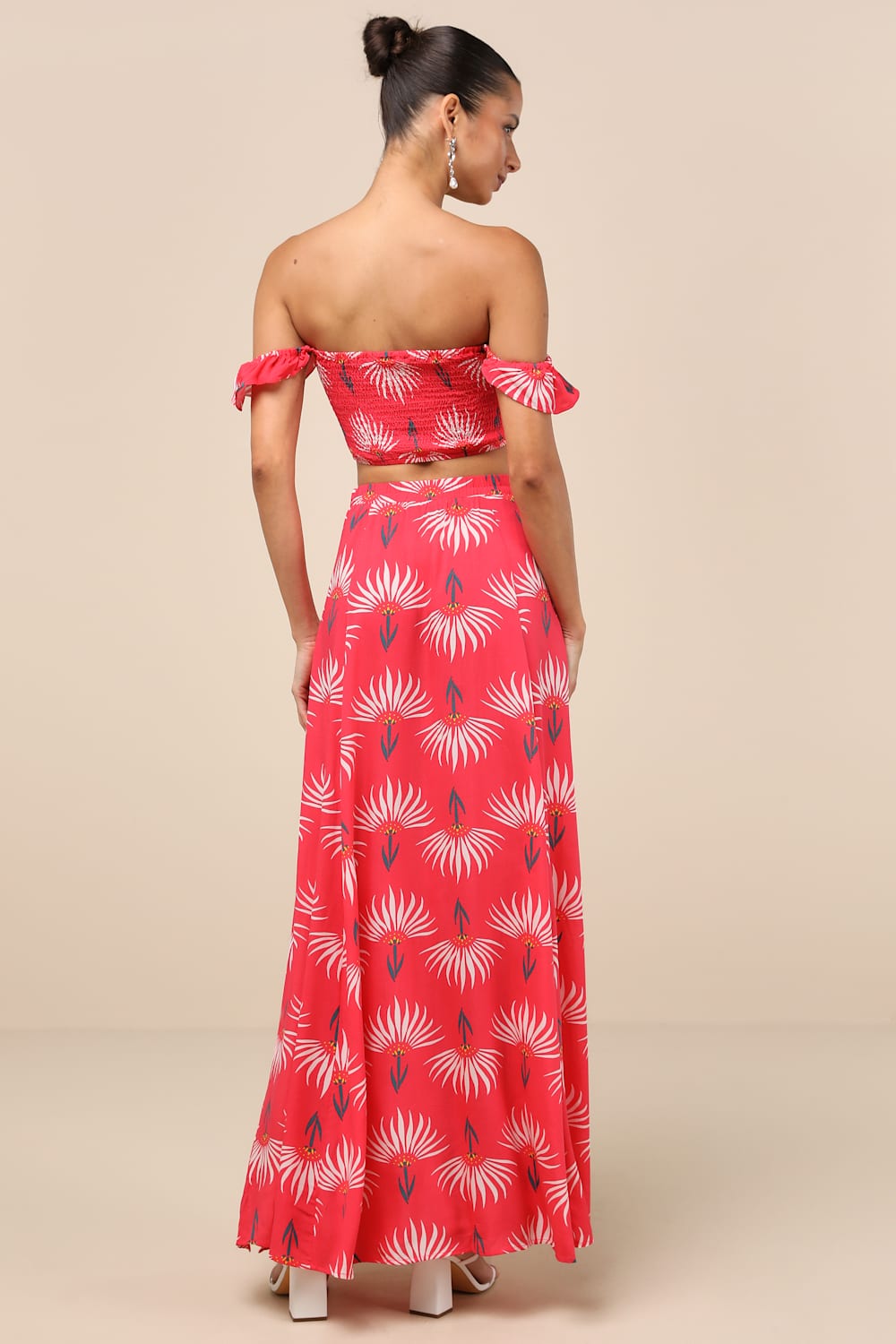 Trancoso Coral Floral Print Two-Piece Maxi Dress