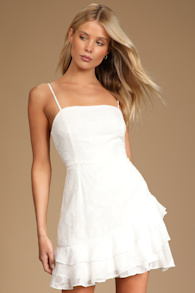 Days with You White Floral Burnout Ruffled Mini Dress 6