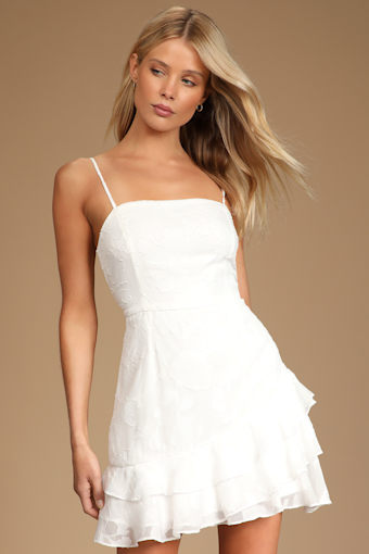 Days with You White Floral Burnout Ruffled Mini Dress 6