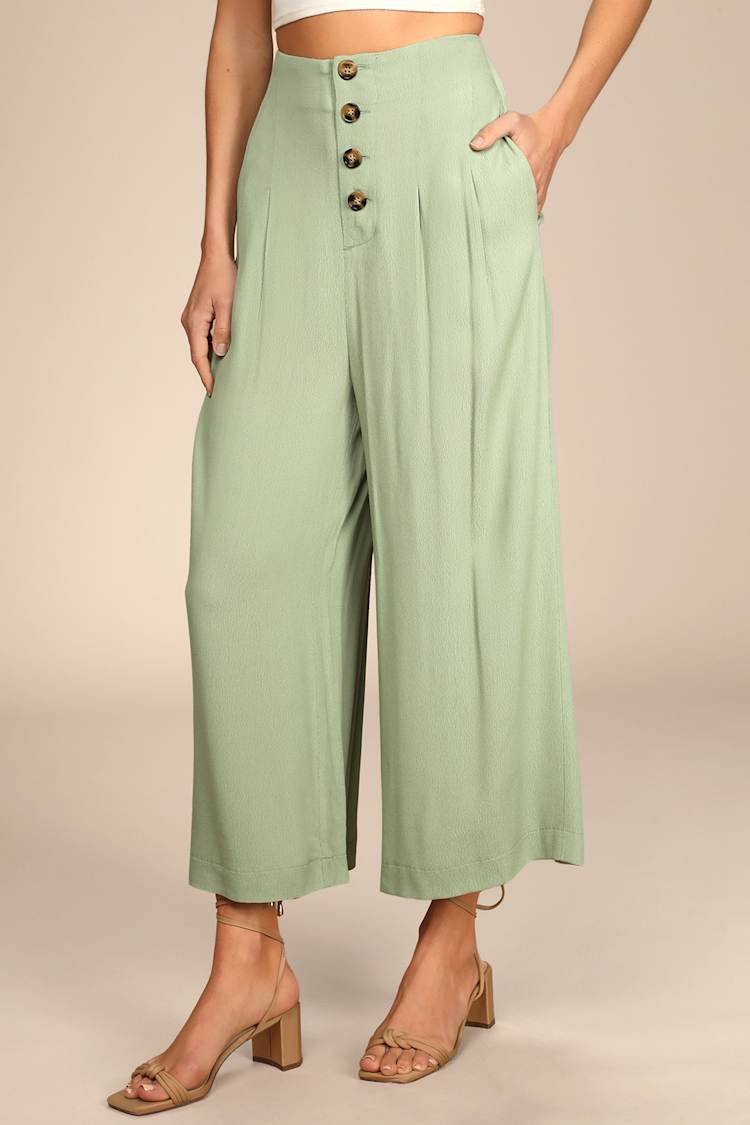 sage green dress pants womens High Waisted Pant main image 0