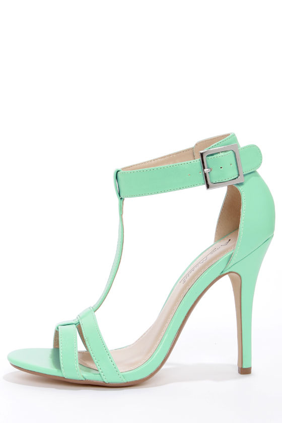 mint lace up heels