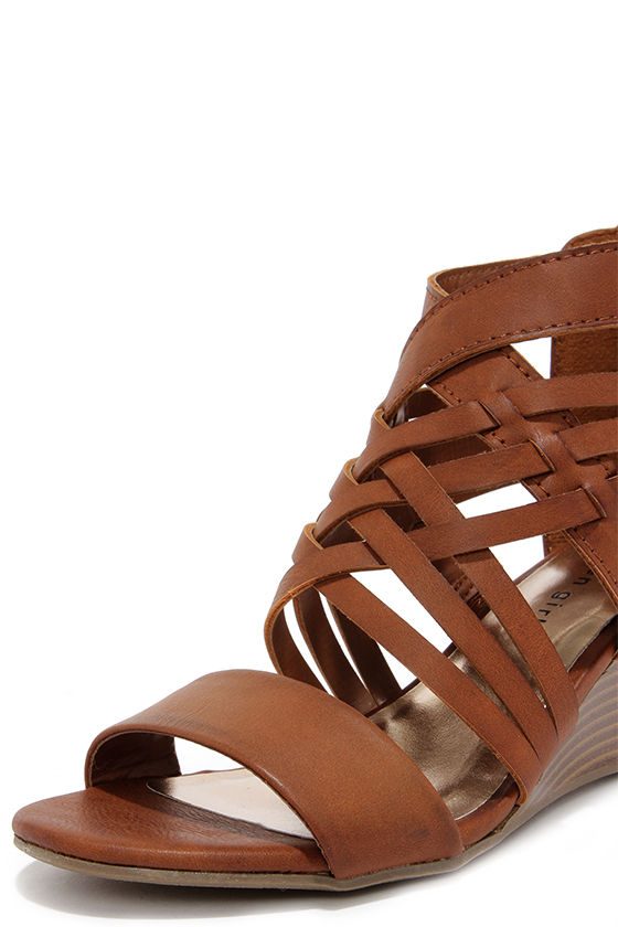 Cute Brown Wedges - Caged Sandals - Wedge Sandals - $49.00
