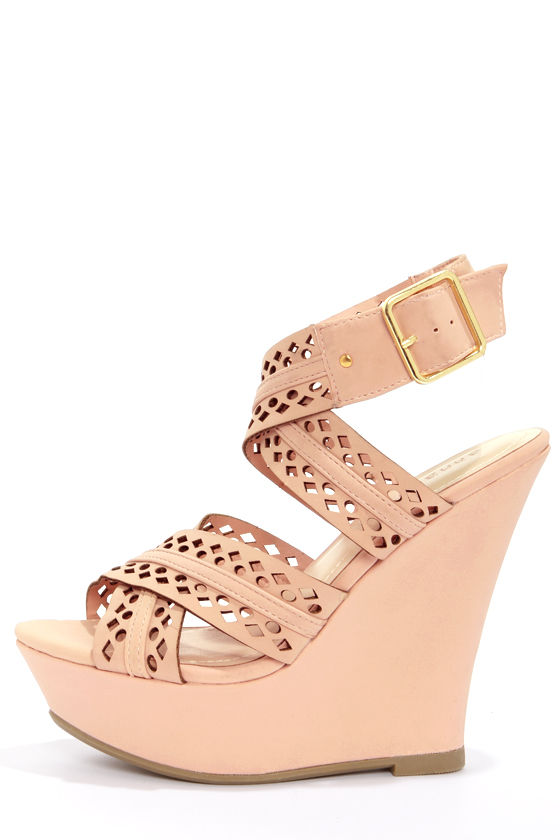 rose pink wedge shoes