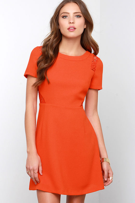Coral Red Dress - Lace Dress - A-line Dress - $41.00 - Lulus