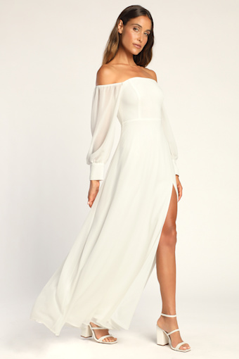 Feel the Romance White Off-the-Shoulder Maxi Dress 7