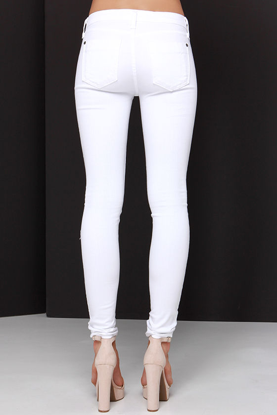 Chic Ivory Jeans - Skinny Jeans - Distressed Jeans - $60.00