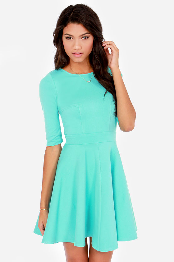teal dress with sleeves