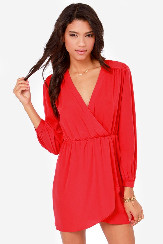 Cute Bright Red Dress - Wrap Dress 