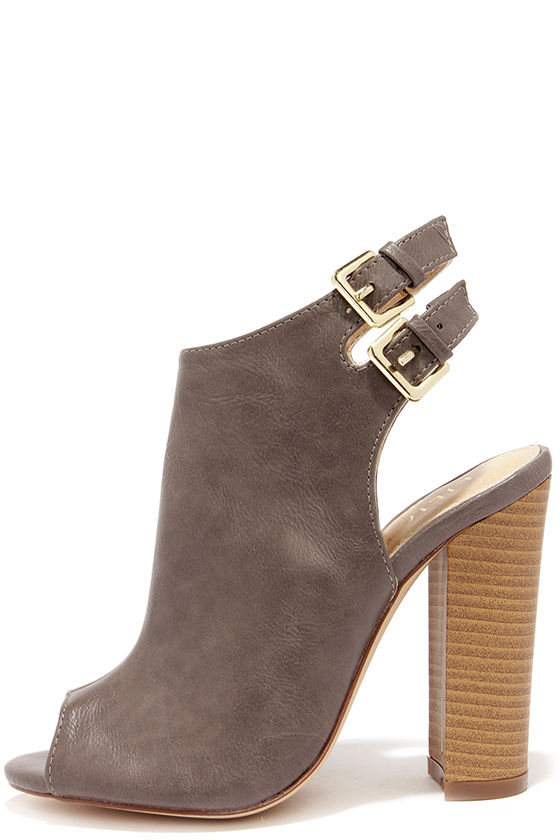 Cute Taupe Booties - Peep Toe Booties 