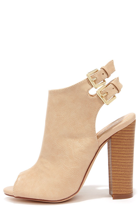 beige open toe boots