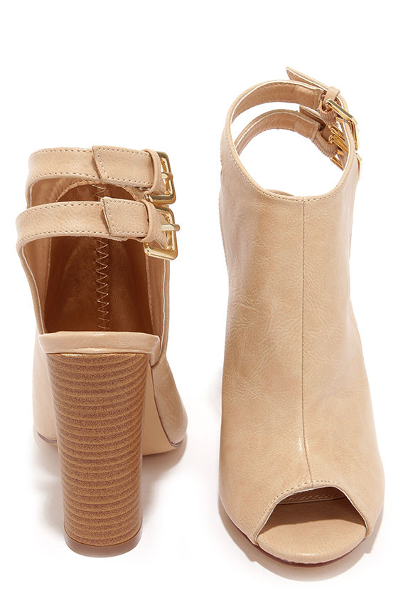 Cute Beige Booties Peep Toe Booties 41.00 Lulus