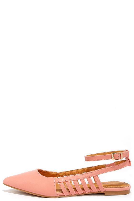 Cute Blush Pink Flats - Pointed Flats - Ankle Strap Flats - $25.00 - Lulus
