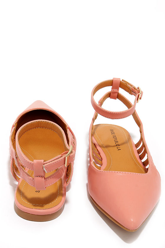 pink flats with ankle strap