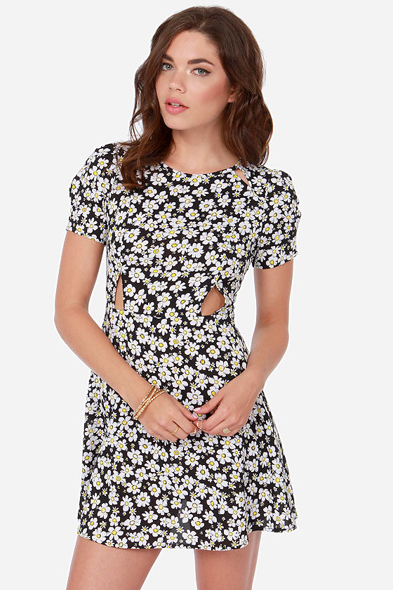 Mousse Black I Love You Print Dress