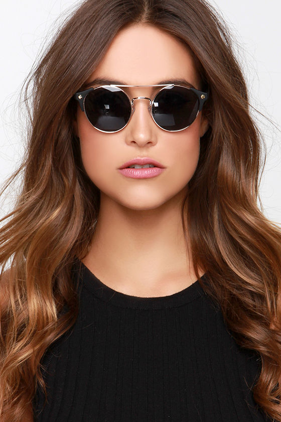 Cool Matte Black Sunglasses - Black and Gold Sunglasses - $16.00 - Lulus