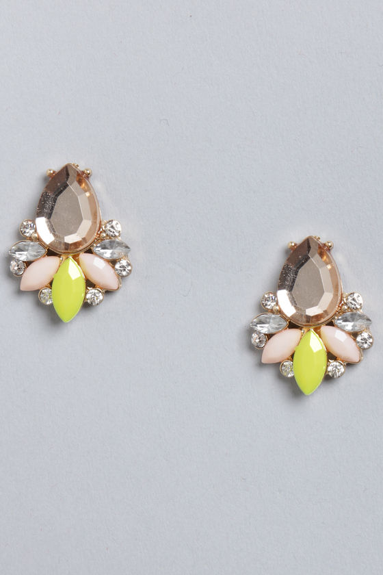 yellow rhinestone earrings