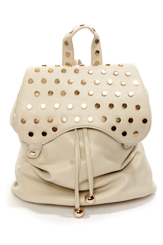 beige studded bag