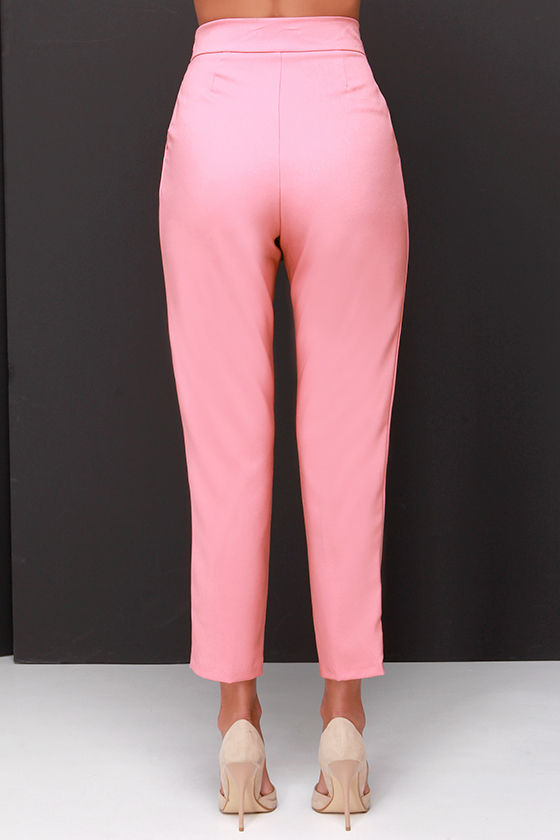 Chic Pink Pants - High Waisted Pants - Blush Pink Trousers - $37.00