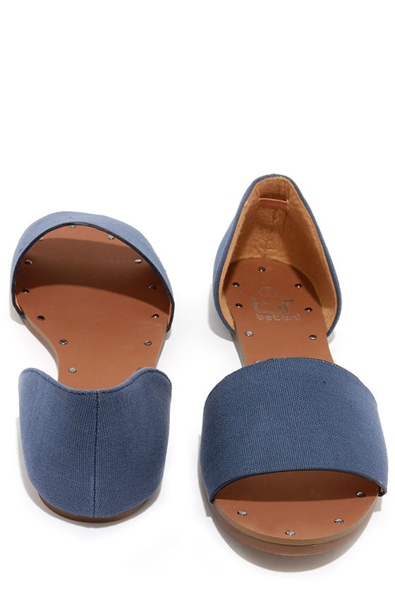 Cute Denim Blue Flats Peep Toe Flats 23.00 Lulus