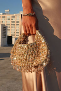 Sparkling Agenda Gold Beaded Clutch 6