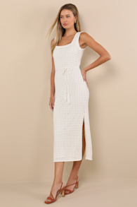Sunshine Babe Ivory Knit Midi Sweater Dress 7