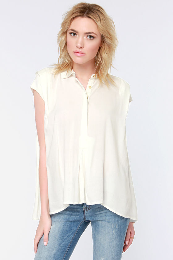 RVCA Chipper - Ivory Top - Collared Shirt - $44.00 - Lulus