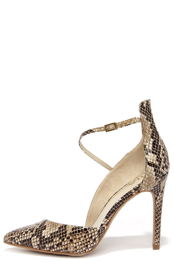Mia Mona Beige Snake D'Orsay Heels 1