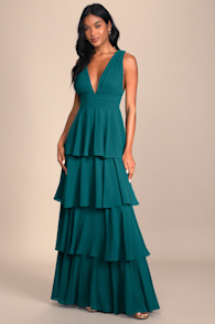 Amazing Evening Hunter Green Tiered Maxi Dress 9