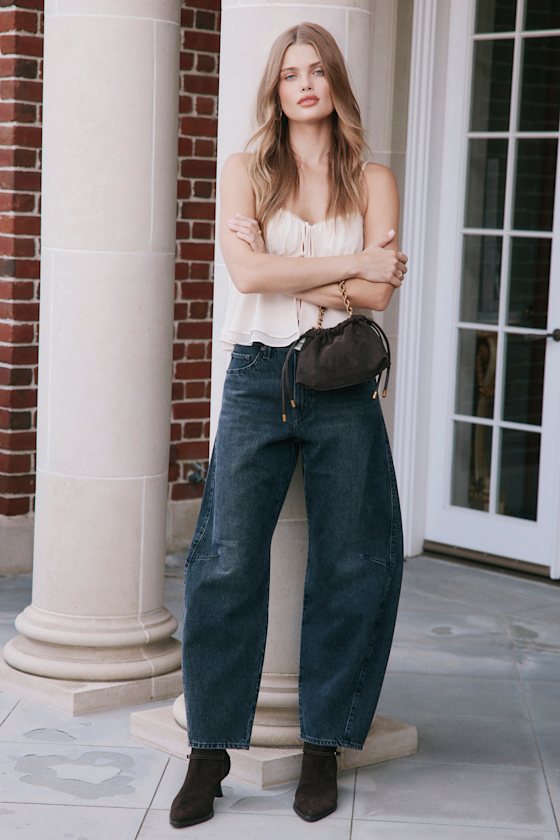 Levi's Baggy Dad Washed Black Barrel Jeans In Blue