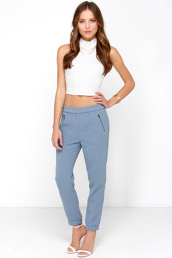 blue jogger pants womens