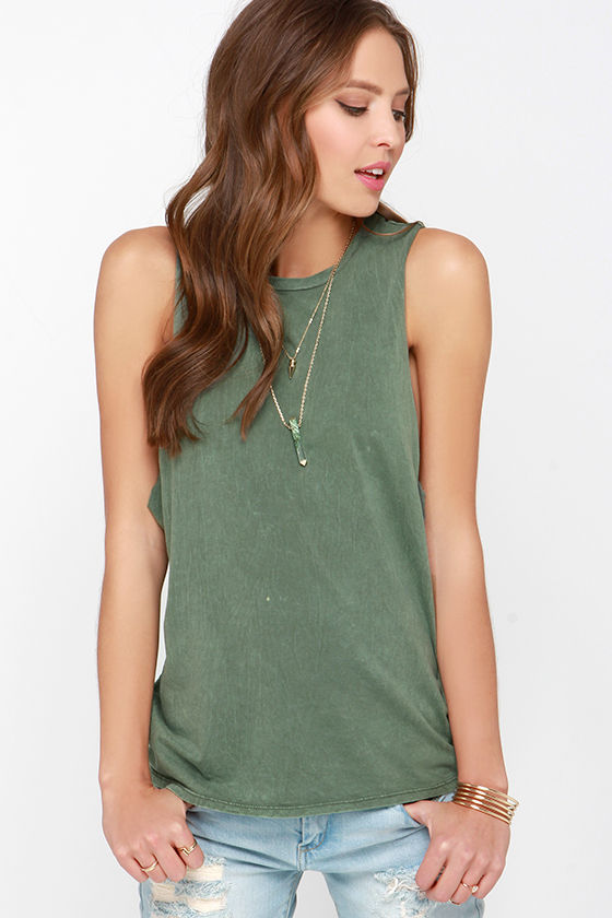 RVCA Boyfriend Tee - Olive Green Tee - Muscle Tee - $28.00 - Lulus