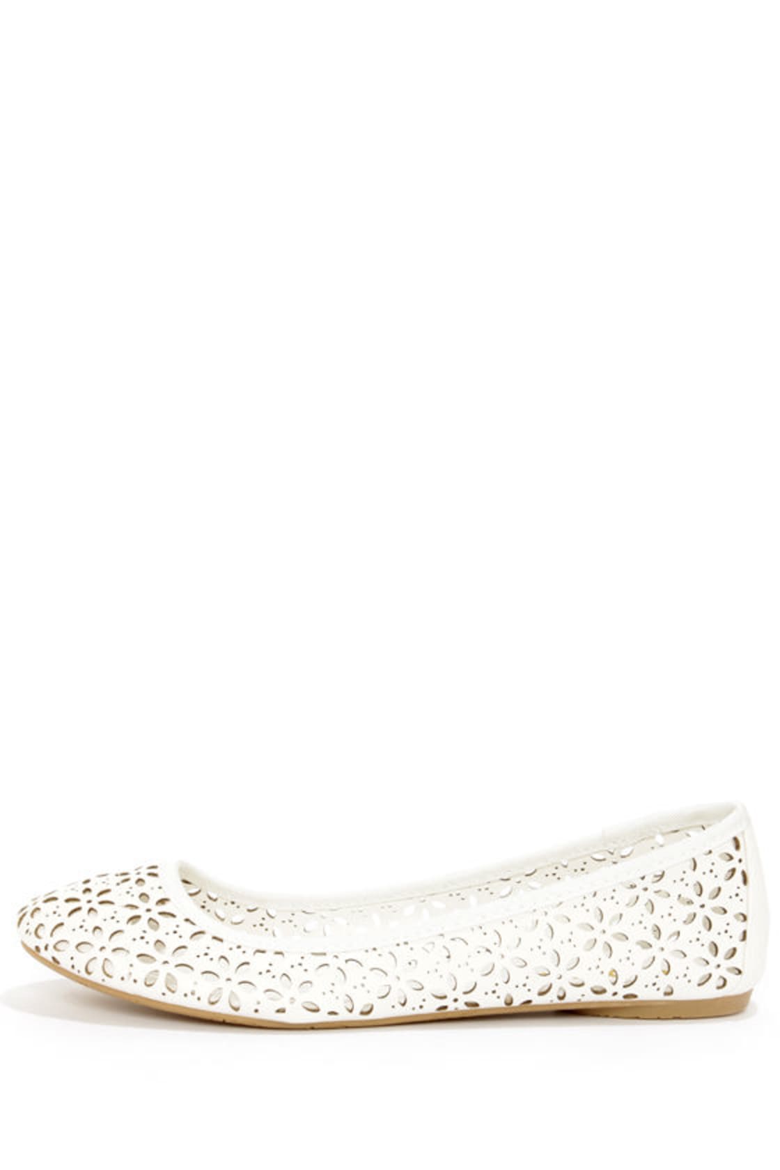 Cute White Flats - Cutout Flats - Ballet Flats - White Shoes - $28.00 ...
