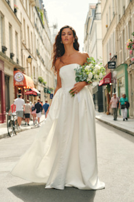 Bennett White Satin Strapless A-Line Maxi Dress