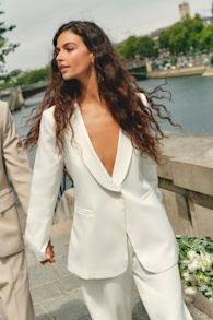Florence Ivory Button-Front Blazer