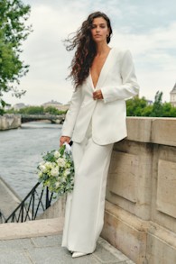 Florence Ivory High-Rise Wide-Leg Trousers