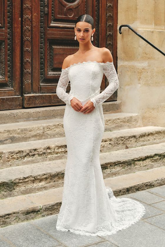 White Lace Dress Off-The-Shoulder Dress Mermaid Maxi Dress Lulus