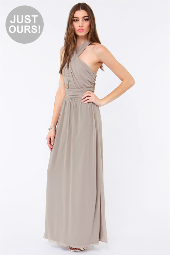 grey chiffon maxi dress