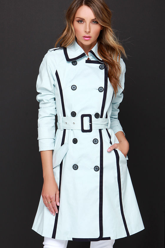Chic Light Blue Coat Trench Coat ButtonUp Coat 156.00 Lulus