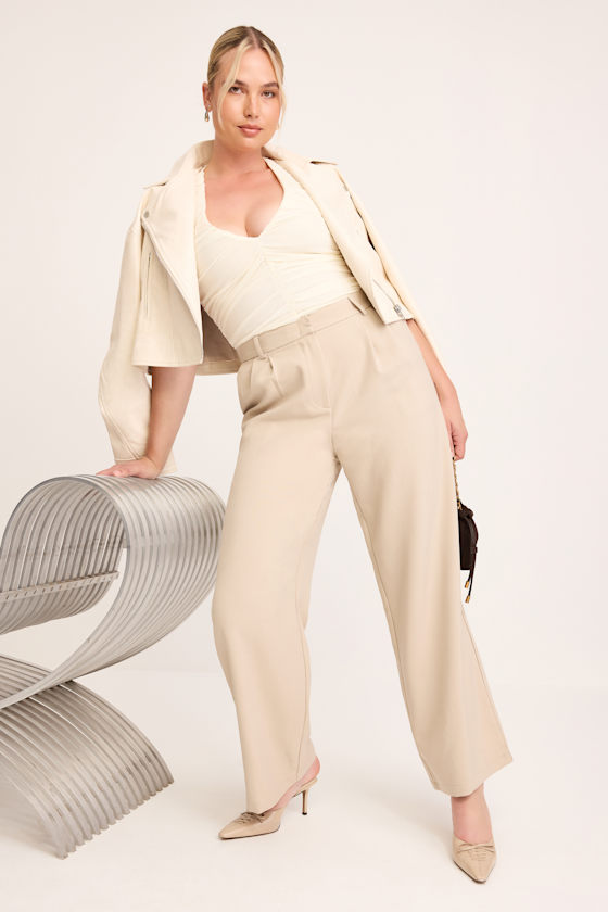 Cutest Edge Cream Vegan Leather Moto Jacket 1