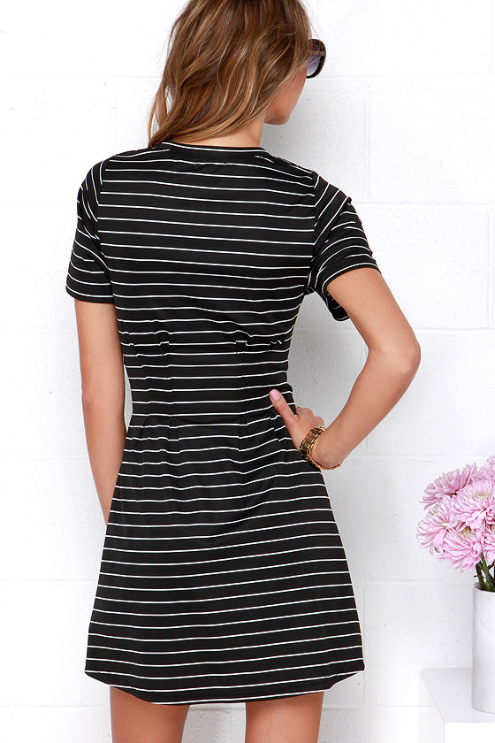 Black and White Dress - Striped Dress - Pleated Dress - $142.00