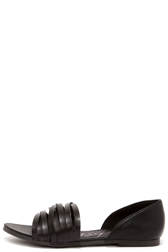 peep toe black flats