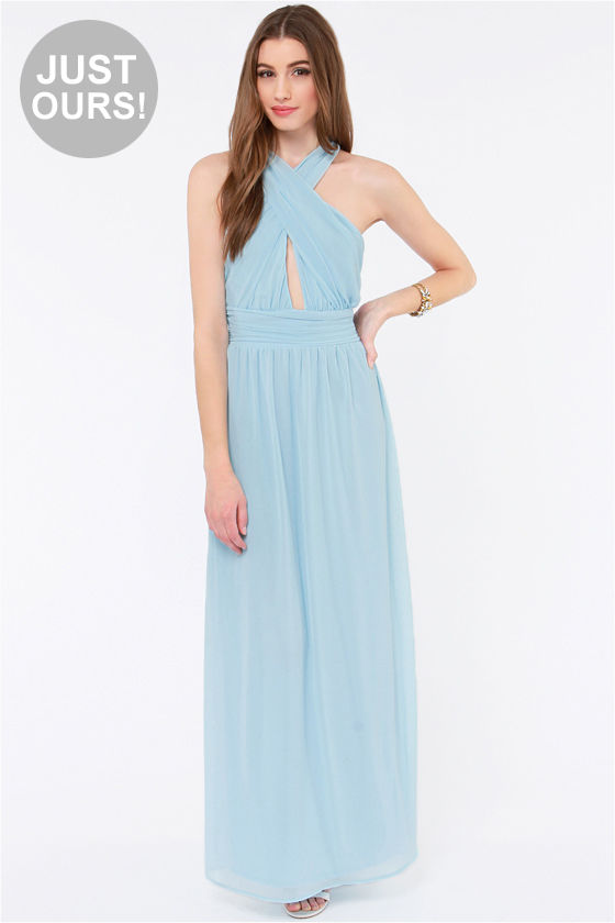 chiffon baby blue dress