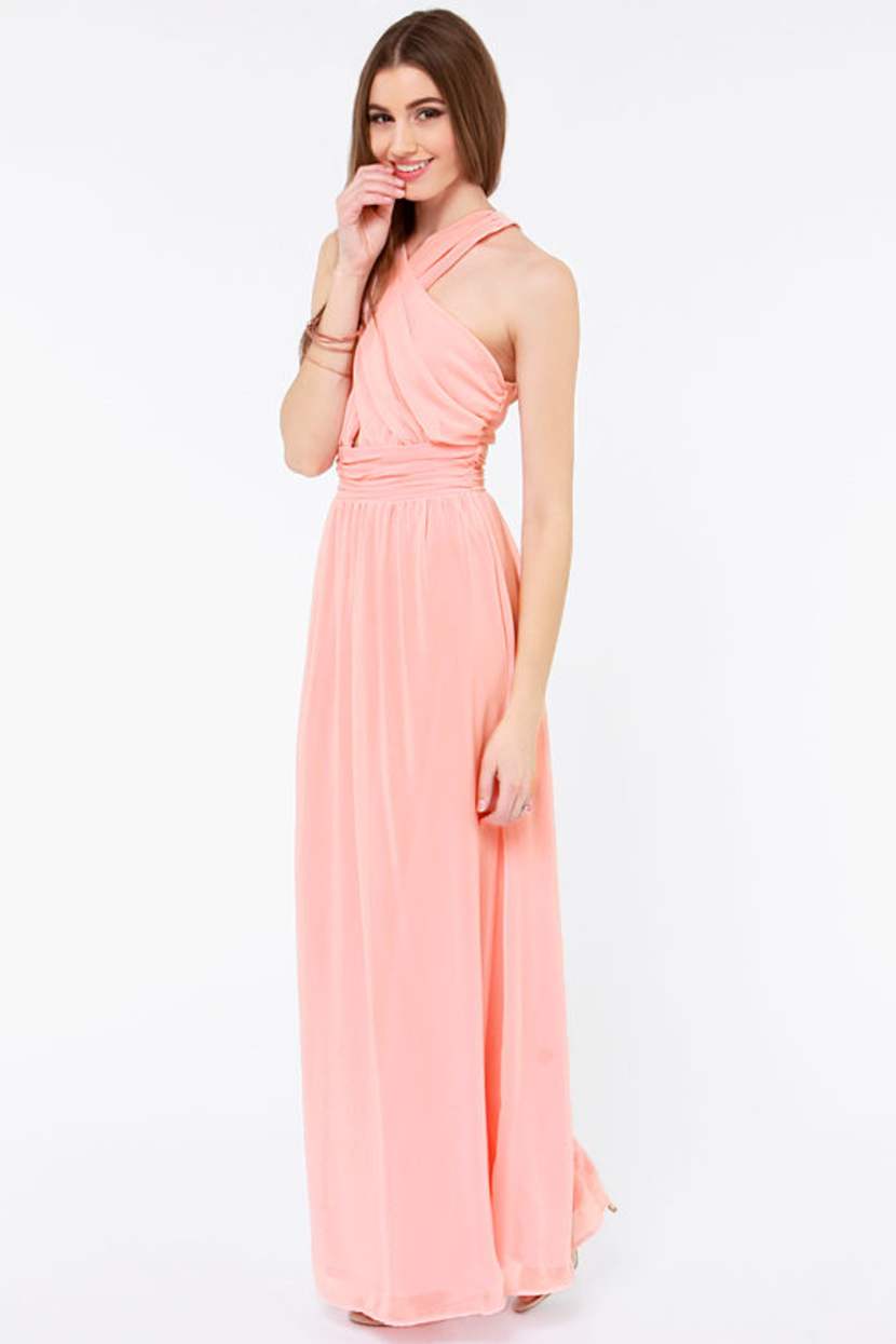 lulus pink long dress Pink Thoughts of Hue Blush Surplice Maxi Dress | Womens | Medium (Available in 3X, 2X, 1X, L) | 100% Polyester