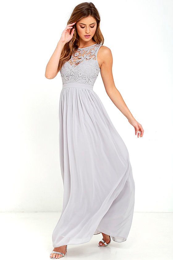 grey and white maxi dress