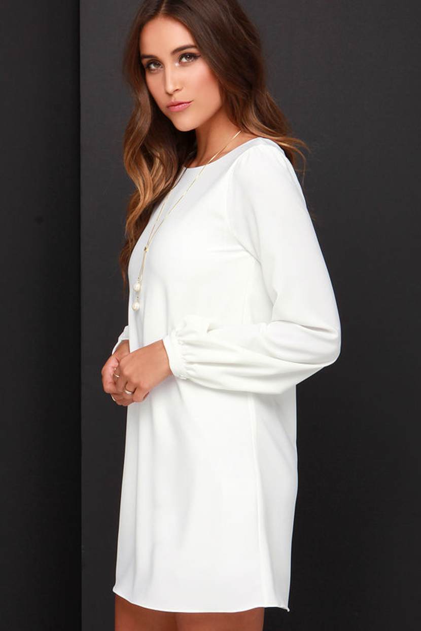 ivory long sleeve shift dress boohoo Women's Plus Satin Asymmetric Neckline Ruched Shift Dress in Ivory | Size: 20
